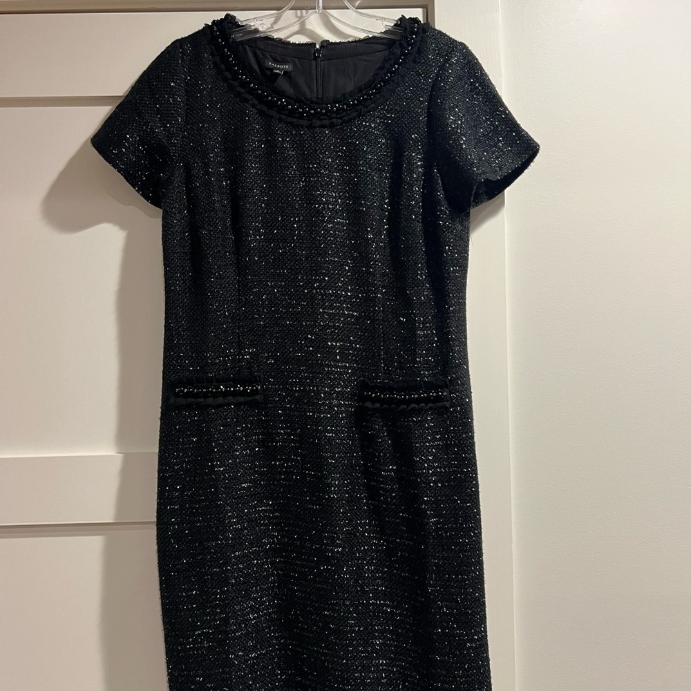 Talbots Black Short Sleeve Knee-Length Sheath Dress